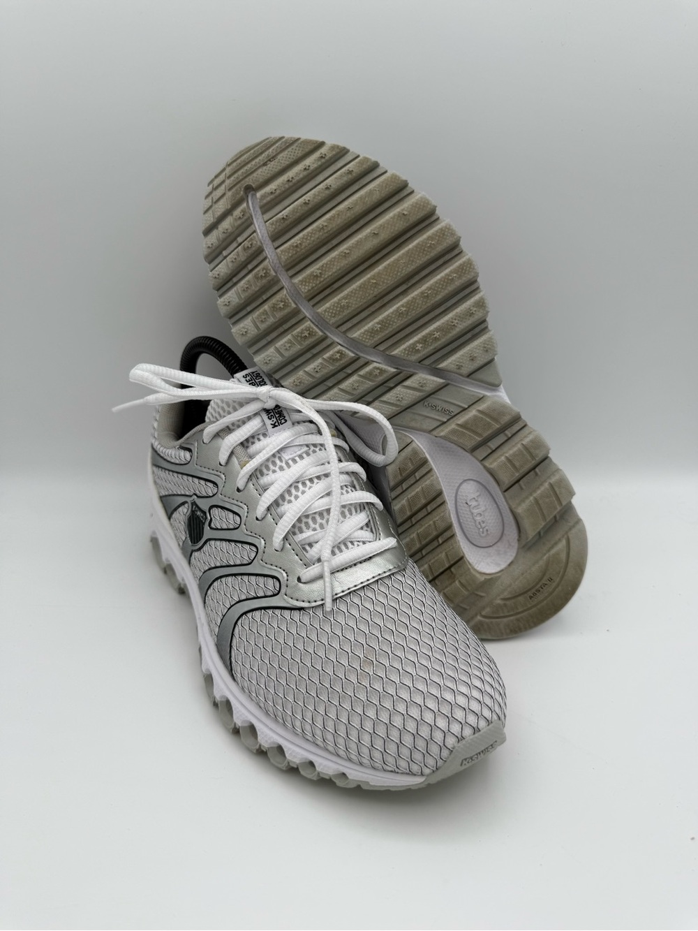 Women's K-Swiss Tubes Comfort 200 White Grey Athletic Running Trainer Shoes Sz 7